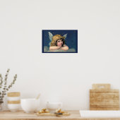 Oud Kerstmis, Mooie Engel met Gouden Sterren Poster (Keuken)