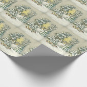 Oud Kerstmis  Mooie kerk dennenboom bos Cadeaupapier (Hoek)