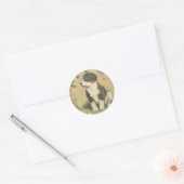 Oud Kerstmis, Mopshond onder Kerstboom Ronde Sticker (Envelop)
