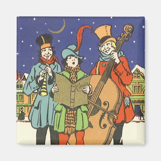 Oud Kerstmis, muzikanten die kerstliederen zingen Magneet (Voorkant)