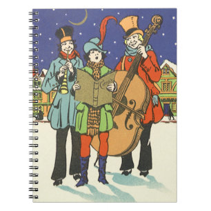 Oud Kerstmis, muzikanten die kerstliederen zingen Notitieboek