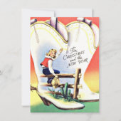 Oud Kerstmis & Nieuwjaar Cowgirl Westers Feestdagenkaart (Voorkant)