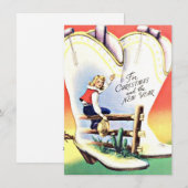 Oud Kerstmis & Nieuwjaar Cowgirl Westers Feestdagenkaart (Voorkant / Achterkant)