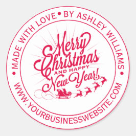 Oud Kerstmis Nieuwjaar Gemaakt met Liefde Zakelijk Ronde Sticker