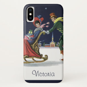 Oud Kerstmis, Paartje in Love Schaatsen Case-Mate iPhone Case