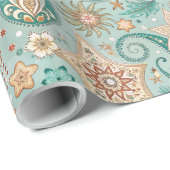Oud Kerstmis Paisley Patroon Cadeaupapier (Rol Hoek)