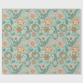 Oud Kerstmis Paisley Patroon Cadeaupapier (Vlak)