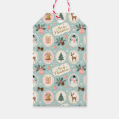Oud Kerstmis Patroon Inpakpapier Cadeaulabel (Voorkant)