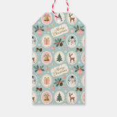 Oud Kerstmis Patroon Inpakpapier Cadeaulabel (Achterkant)