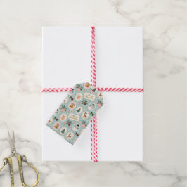 Oud Kerstmis Patroon Inpakpapier Cadeaulabel