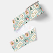 Oud Kerstmis Patroon Inpakpapier Grosgrain Lint (Achterkant)