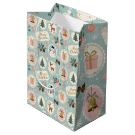 Oud Kerstmis Patroon Inpakpapier Medium Cadeauzakje