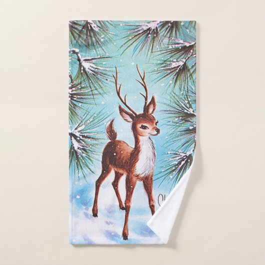 Oud Kerstmis Rendier Dennenbomen Bad Handdoek (Handdoek)