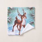 Oud Kerstmis Rendier Dennenbomen Bad Handdoek (Wasdoekje)