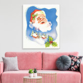 Oud Kerstmis, Retro jolige kerstman Canvas Afdruk (Insitu (Woonkamer))