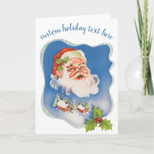Oud Kerstmis, Retro jolige kerstman Feestdagen Kaart