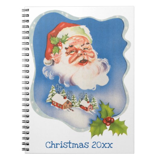 Oud Kerstmis, Retro jolige kerstman Notitieboek (Voorkant)