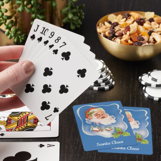 Oud Kerstmis, Retro jolige kerstman Pokerkaarten (Insitu)