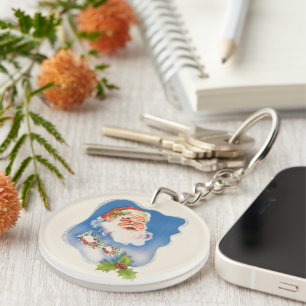 Oud Kerstmis, Retro jolige kerstman Sleutelhanger