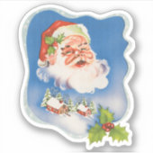 Oud Kerstmis, Retro jolige kerstman Sticker (Voorkant)