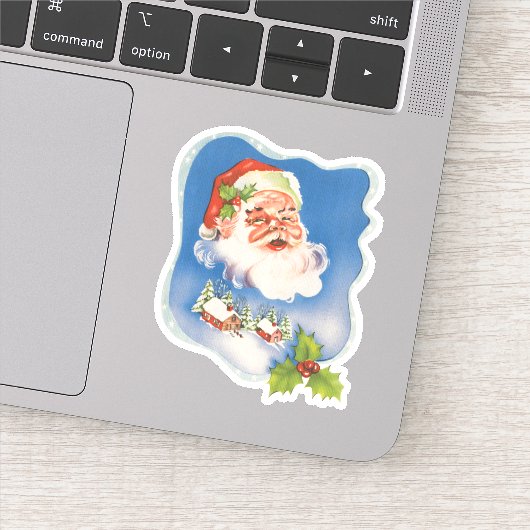 Oud Kerstmis, Retro jolige kerstman Sticker (Detail)