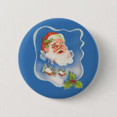 Oud Kerstmis, Retro Jolly Sint Nicolaas Ronde Button 5,7 Cm (Voorkant)