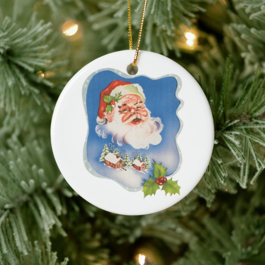 Oud Kerstmis, Retro Jolly Sinterklaas Keramisch Ornament (Boom)
