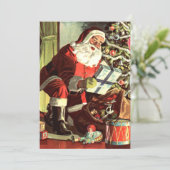 Oud Kerstmis, Retro Kerstman met Cadeaus Kaart (Staand voorkant)