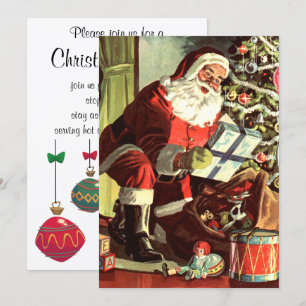 Oud Kerstmis, Retro Kerstman met Cadeaus Kaart