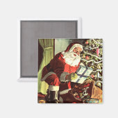 Oud Kerstmis, Retro Kerstman met Cadeaus Magneet (Voorkant / Achterkant)