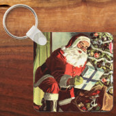 Oud Kerstmis, Retro Kerstman met Cadeaus Sleutelhanger (Voorkant)