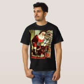 Oud Kerstmis, Retro Kerstman met Cadeaus T-shirt (Voorkant volledig)