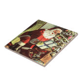 Oud Kerstmis, Retro Kerstman met Cadeaus Tegeltje (Zijkant)