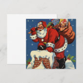 Oud Kerstmis, Retro kerstman uitnodiging (Voorkant / Achterkant)