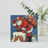 Oud Kerstmis, Retro kerstman uitnodiging (Staand voorkant)