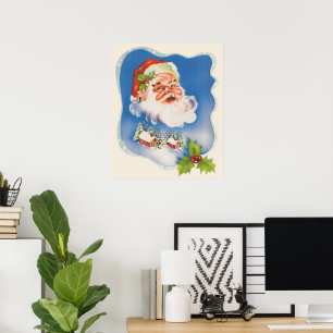 Oud Kerstmis, Retro vrolijke Kerstman Poster