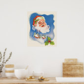 Oud Kerstmis, Retro vrolijke Kerstman Poster (Keuken)