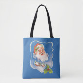 Oud Kerstmis, Retro vrolijke Kerstman Tote Bag (Voorkant)