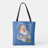 Oud Kerstmis, Retro vrolijke Kerstman Tote Bag (Achterkant)