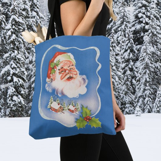 Oud Kerstmis, Retro vrolijke Kerstman Tote Bag