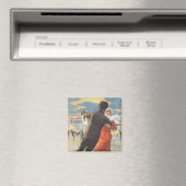 Oud Kerstmis, romantisch paar schaatsen Magneet (Insitu (Vaatwasser))