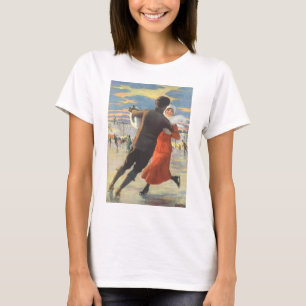 Oud Kerstmis, romantisch paar schaatsen T-shirt