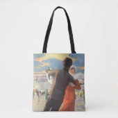 Oud Kerstmis, romantisch paar schaatsen Tote Bag (Voorkant)