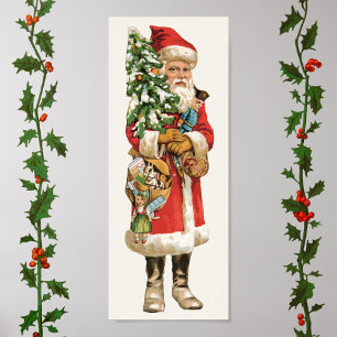 Oud Kerstmis, Santa Claus-uitknipbeeld Poster