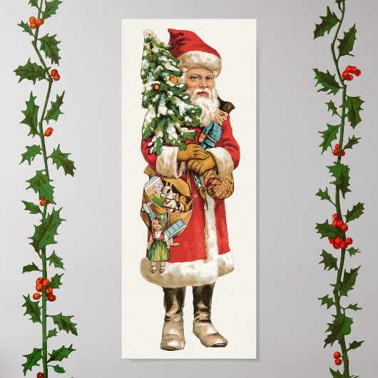 Oud Kerstmis, Santa Claus-uitknipbeeld Poster