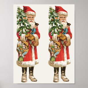 Oud Kerstmis, Santa Claus-uitknipbeeld Poster