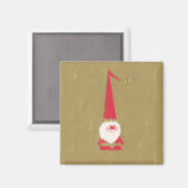 Oud Kerstmis, Schattige Kerstman Kabouter op Goud Magneet (Voorkant / Achterkant)