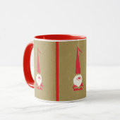 Oud Kerstmis, Schattige Kerstman Kabouter op Goud Mok (Voorkant links)