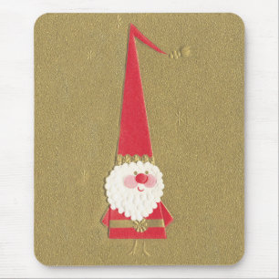 Oud Kerstmis, Schattige Kerstman Kabouter op Goud Muismat