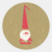 Oud Kerstmis, Schattige Kerstman Kabouter op Goud Ronde Sticker (Voorkant)